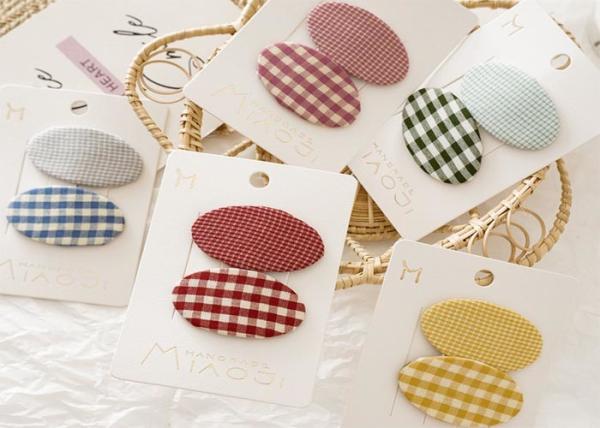 Girls baby hair clip set DIY INS cute BB clip candy color plaid hair clip
