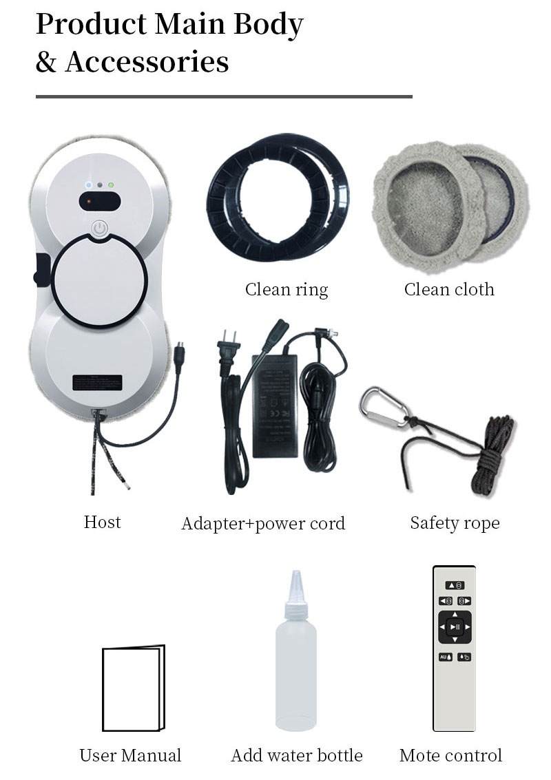 Smart Robot Window Cleaner 80W Brushless Motor Automatic Window Washer
