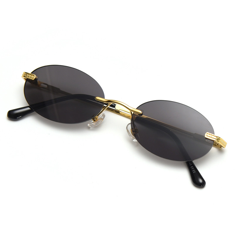 UV400 Vintage Oval Sunglasses Small Metal Frame Candy Color