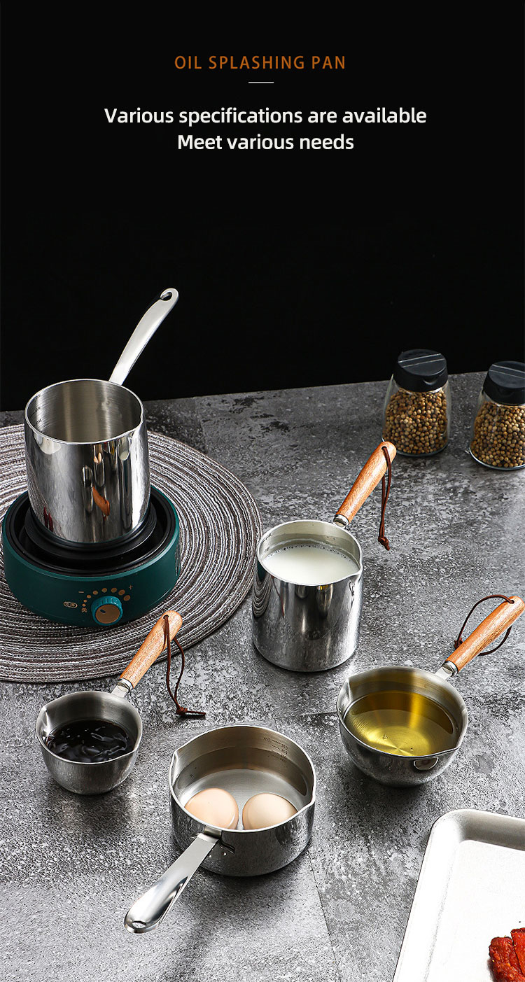 High Quality 304 Stainless Steel Measuring Cup Cooking Pot Sauce Scoop Heating Oil Pot