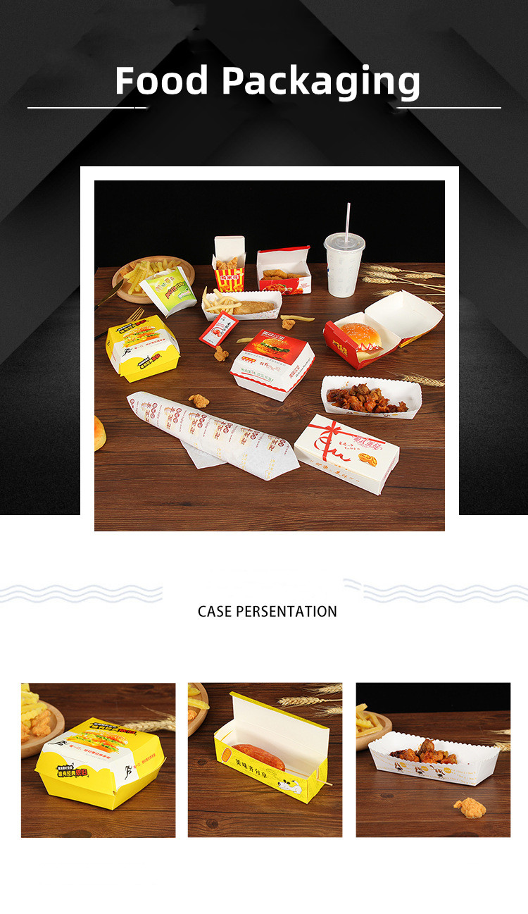 Biodegradable Paper Hamburger Box Cardboard Food Containers Take Out