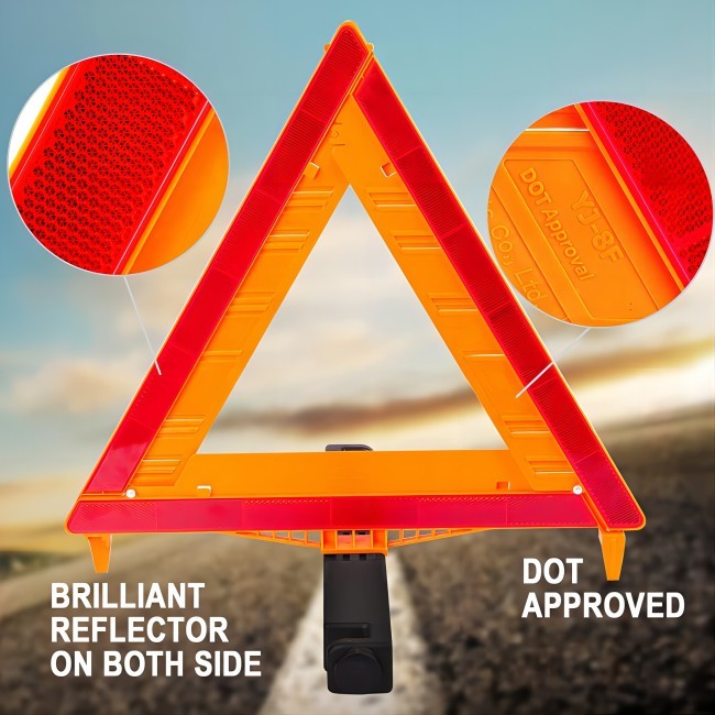 Reflective Warning Red Triangle Road Sign Emergency Road Safety Accessories Kit