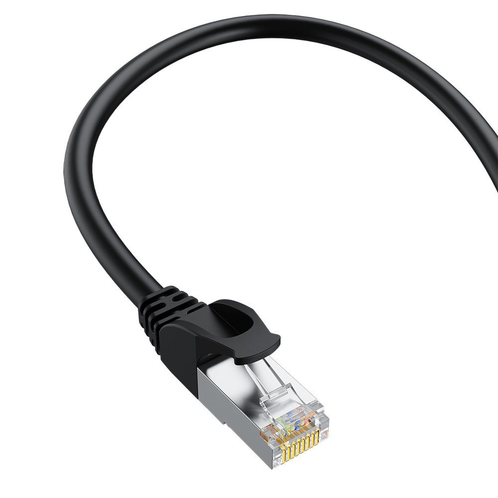 Black SFTP Cat6 Patch Cord Double Shielded 24AWG Pure Copper RJ45 Connector