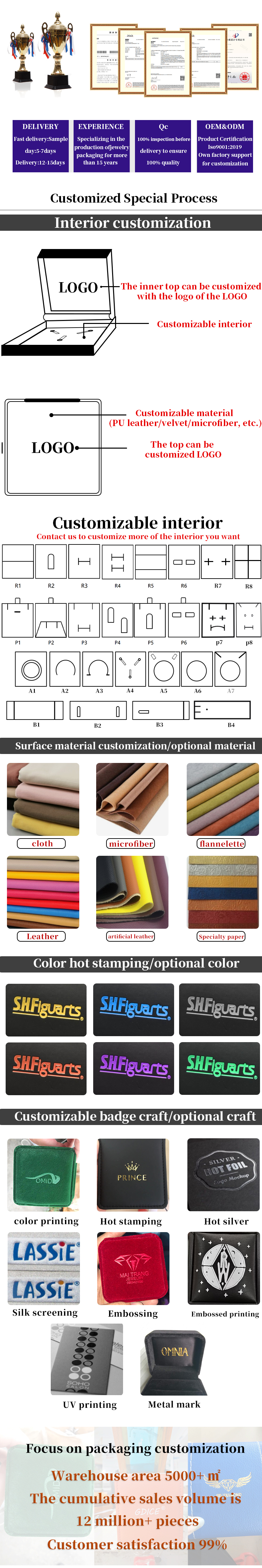 10*10*5.5cm Handmade Luxury Leather Jewelry Box for End Accessories Made in Hanhong