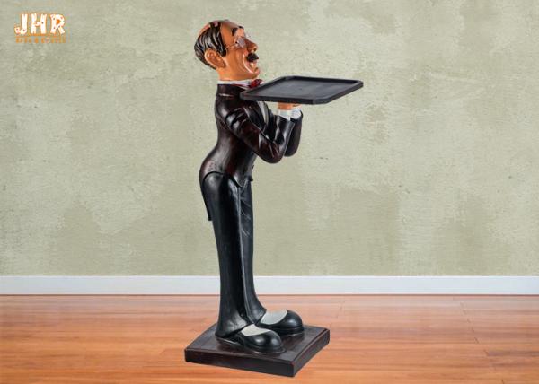 Resin Butler Sculpture Antique Decorative Resin Butler Holding Tray Restaurant