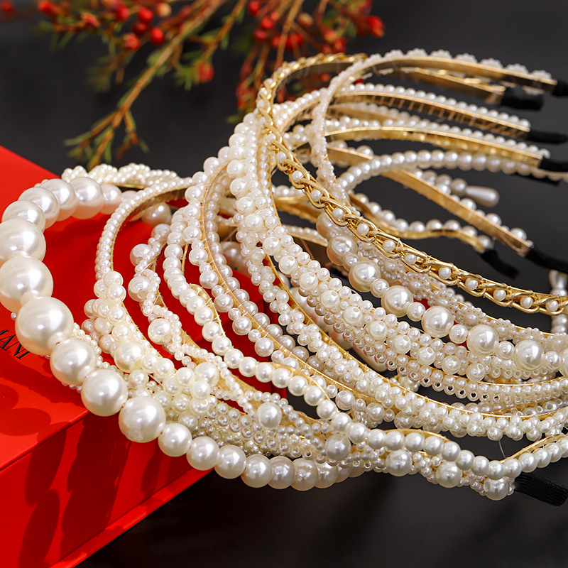 Pretty Ladies Hair Bands For Short Hair Luxury Pearl Hairband Elegant Women Headband