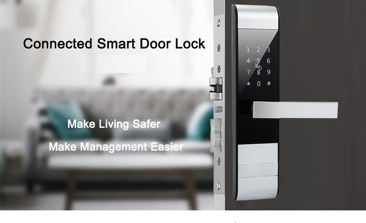 Apartment BLE Touch Screen Keypad Door Lock M1 Card Smart Wifi Lock