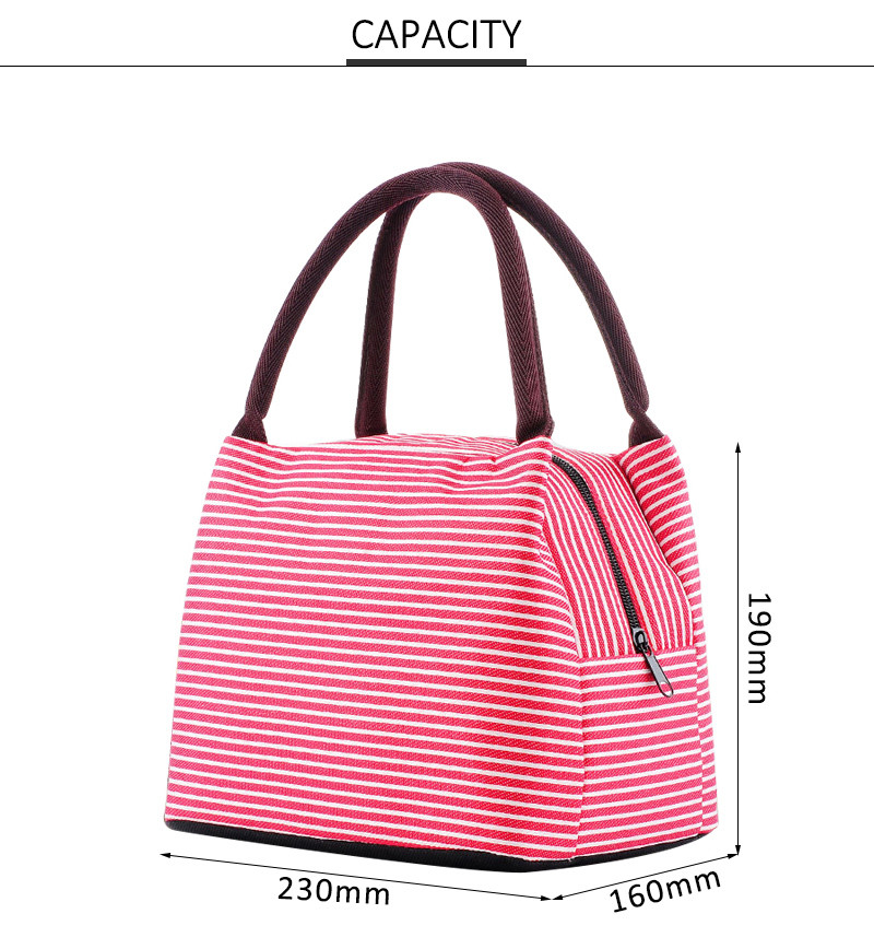 Reusable Stripe Aluminum Foil Lining Waterproof Insulated Bag