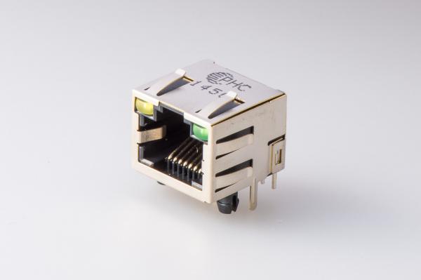 Quality Single Port Shield RJ45 Modular Connector Thru - Hole With LED EMI Finger / Gold Plated for sale