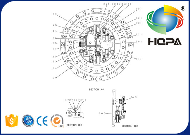 YN15V00037R450 Travel Motor Seal Kit for Excavator Kobelco SK200-8
