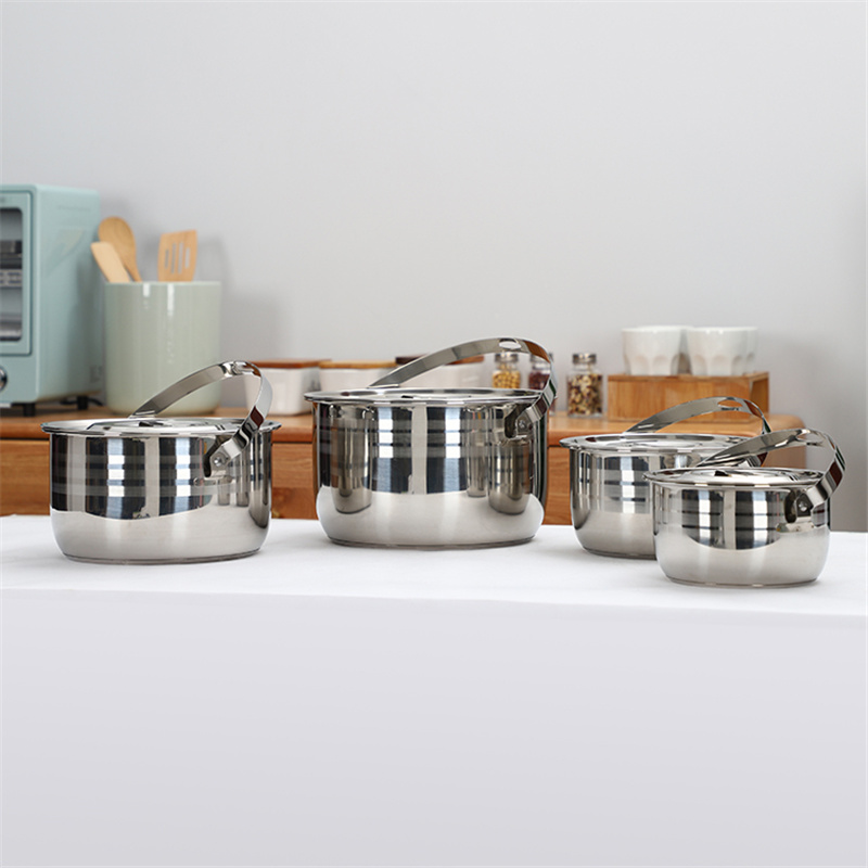 Home use 4pcs stock pot cooking cookware set with lid handle