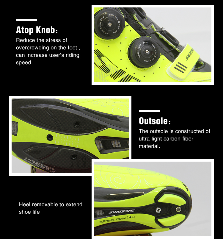 Waterproof Fluorescent Yellow Cycling Shoes High Reliability With CE / ISO Certification