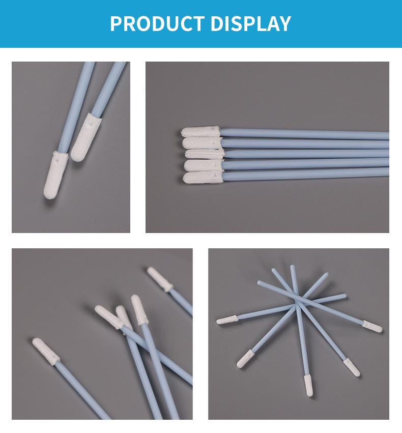 Disposable Thermally Bonded Small Knitted Single Layer Polyester Fiber Lens Cleaning Tips Swab for PCB