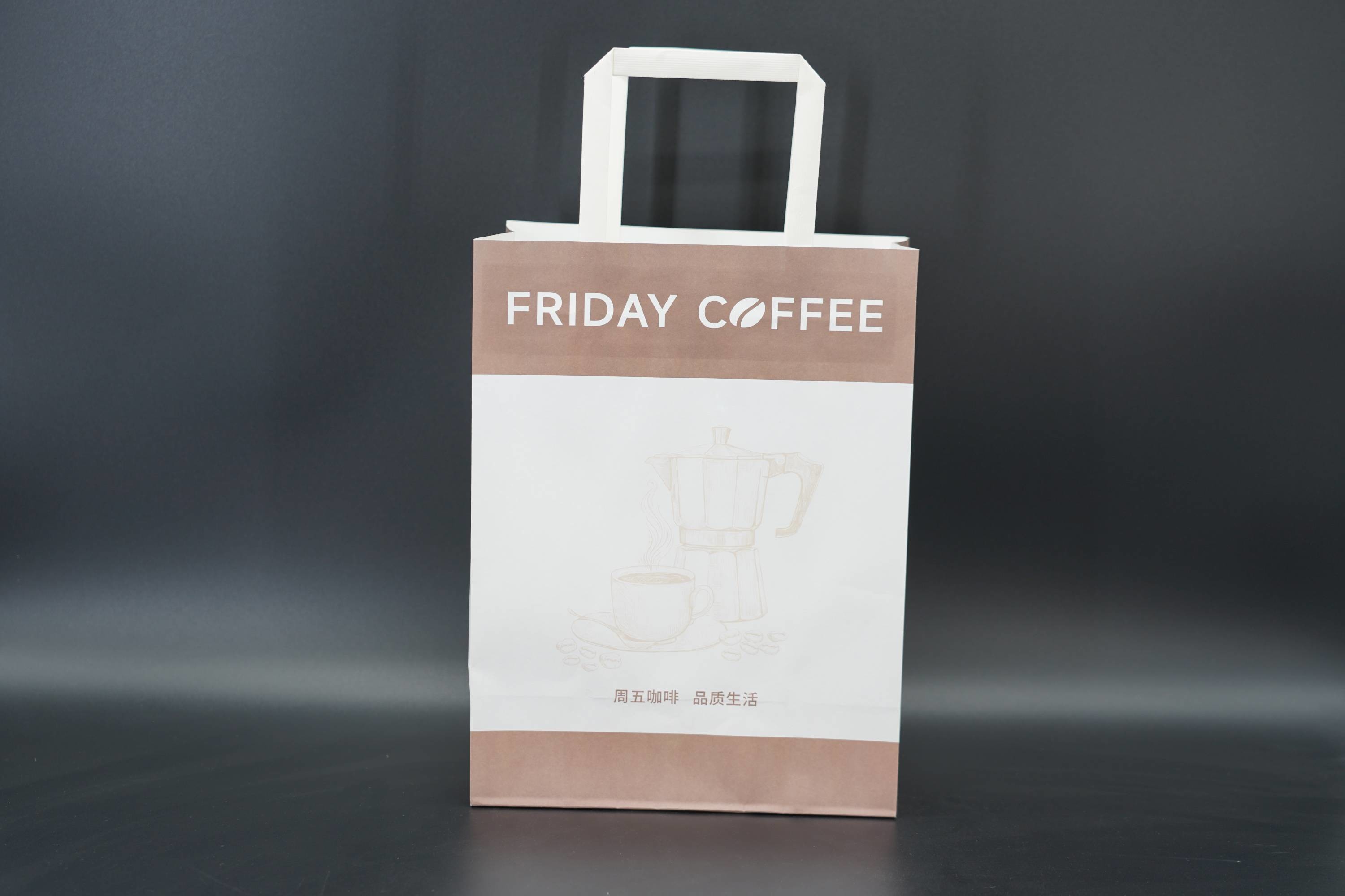 Safe Compostable Kraft Paper Bags Lightweight with Flat Rope Handle