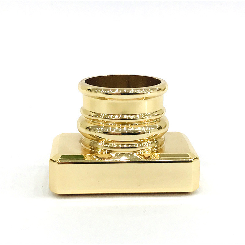 Classic Zinc Alloy Gold Rectangle Shape Metal Zamac Perfume Bottle Cap