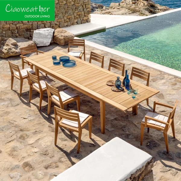 Hotel Function Teakwood Frame Customizable Luxury Outdoor Courtyard Garden Sets
