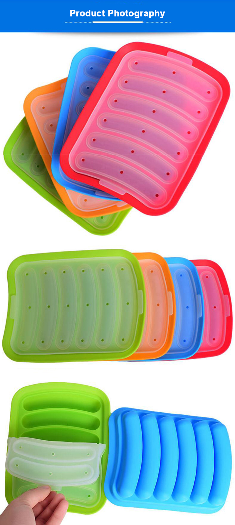 OEM ODM Supported Colorful Silicone Sausage Mold
