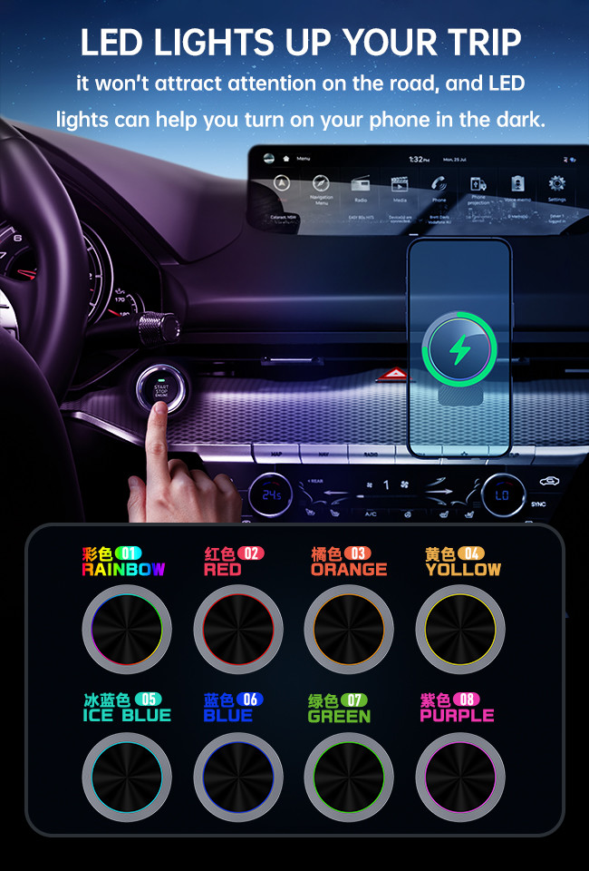 Small And Thin Magnetic Car Mount Wireless Charger With Hidden Light Off Function For A Neat Look