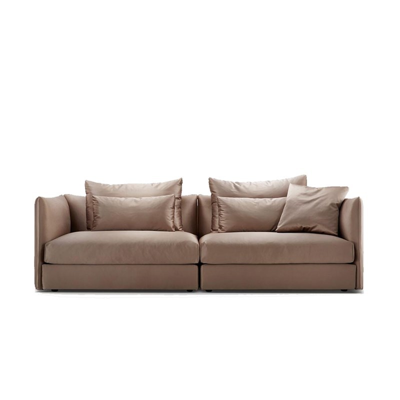 Custom Modern Sectional Sofa With Cushion , Fabric / Leather Living Room Sofa