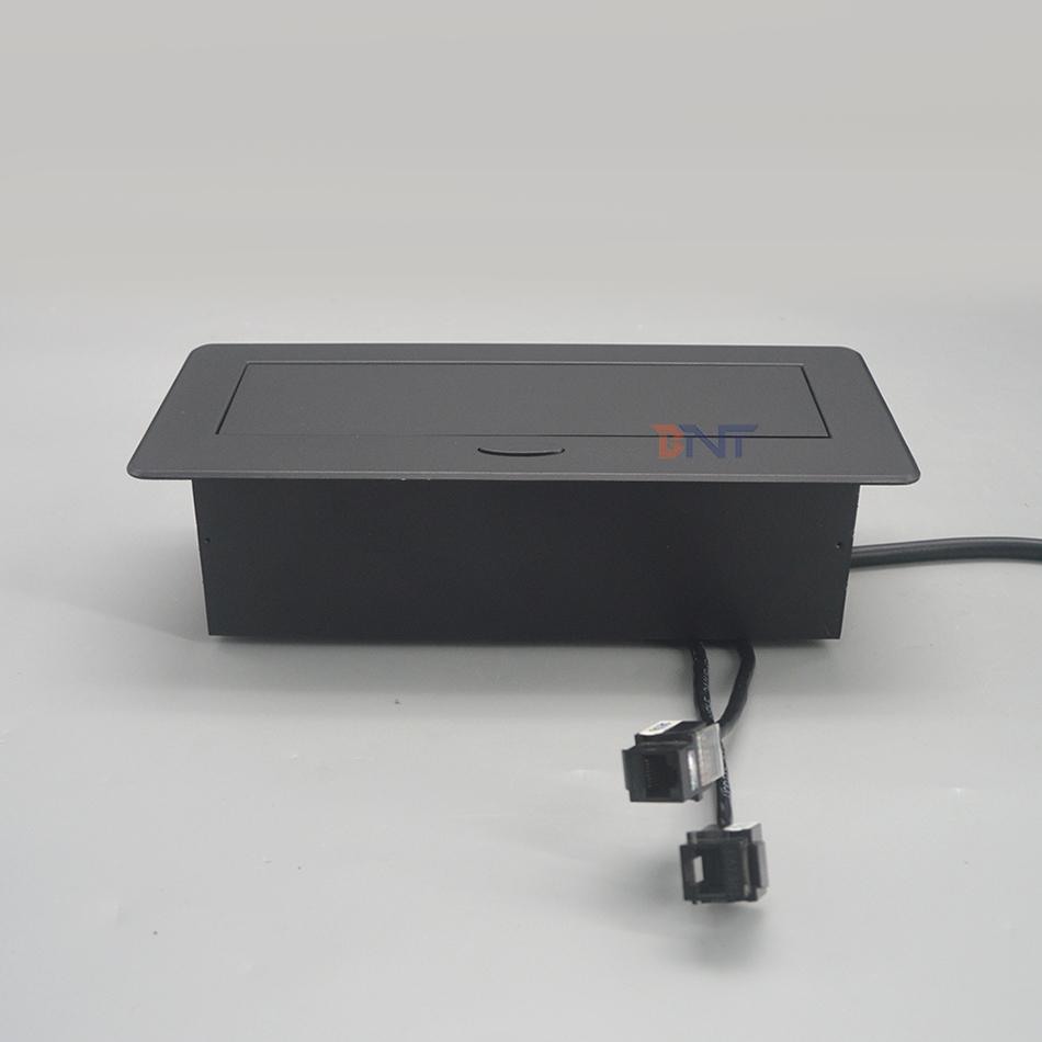 Cat6 network flush mount table top power outlet with UK power outlet