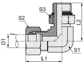 Hydraulic Fitting SAE 90 Degree Elbowthread Adjustable Stud Ends with O-Ring Sealing