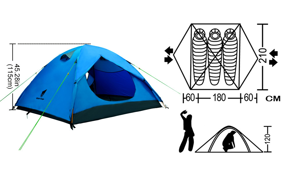 Cross Pole 2.59kg 4 Season Backpacking Tent For Camping