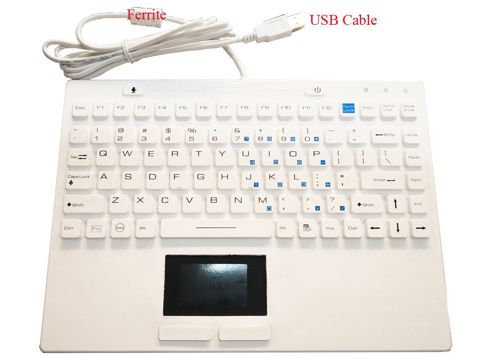IP68 FCC CE RoHS-certified USB Silicone Rubber Keyboard with Touchpad for Medical Or Harsh Environment