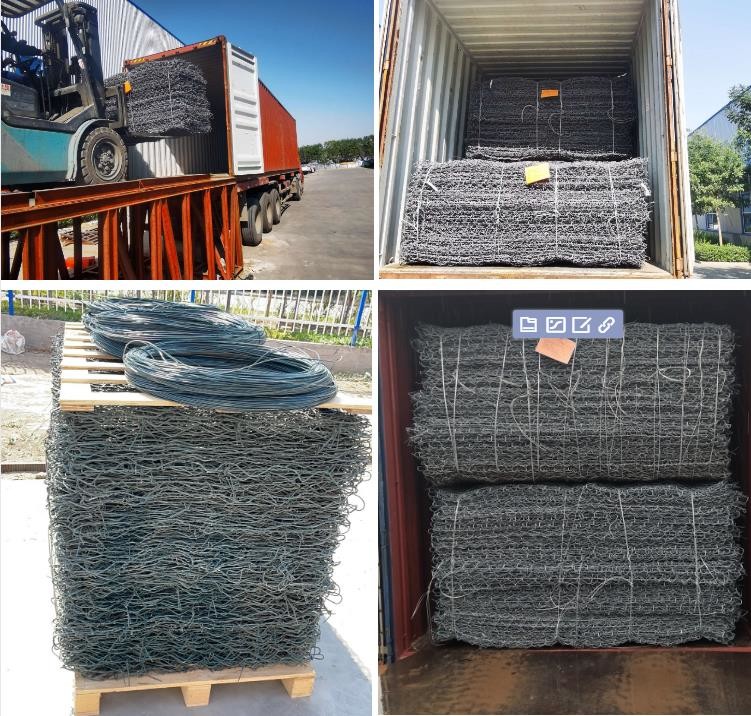 Heavy Duty Gabion Basket For Soil Erosion Control Woven Mesh Wire Easy Assembly Wooden Pallet Pack