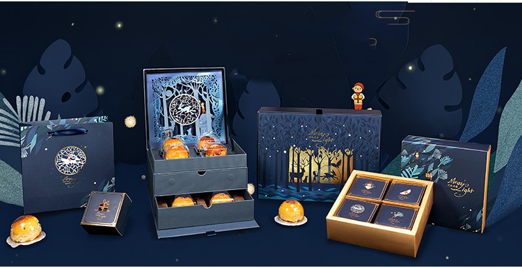 Custom Logo Ivory Paper Sweet Box Luxury Style Moon Cake For Gift