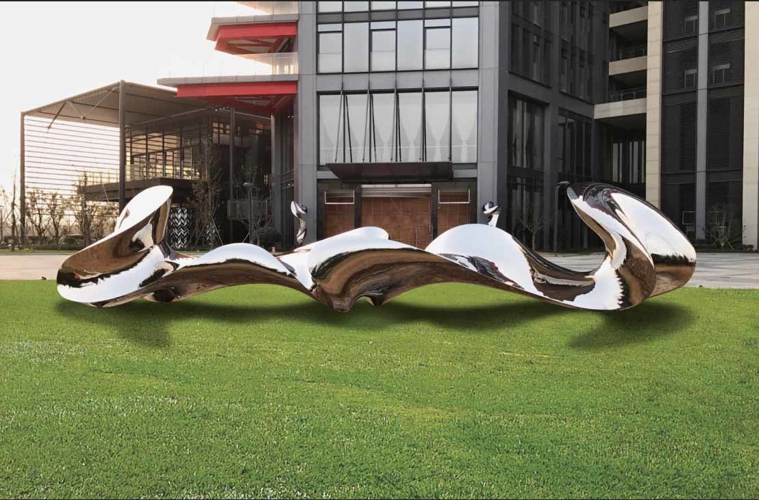 Double Wings Outdoor Garden Statuary Stainless Steel Polished Surface