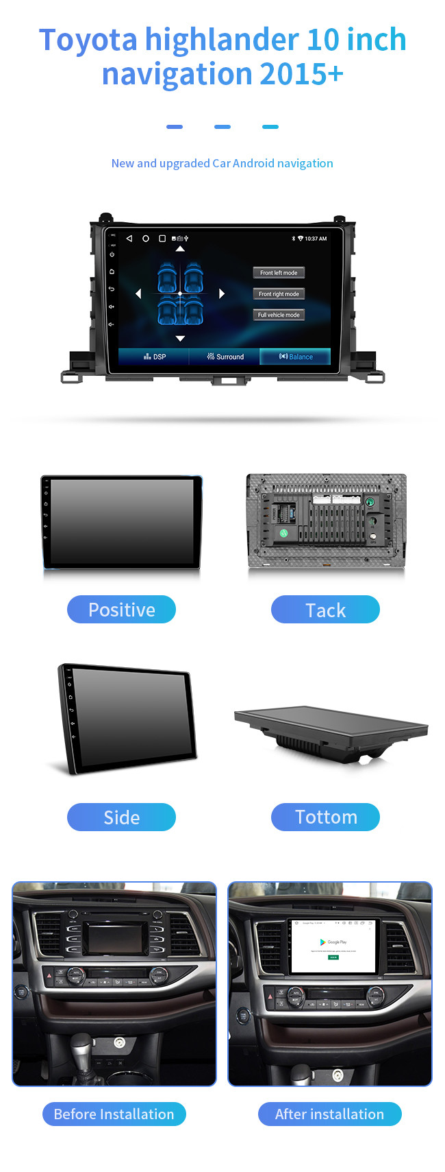 Factory Supply Touch Screen Car DVD Player For Toyota HIGHLANDER Car Stereo Audio Radio Rear Camera Wifi MP5