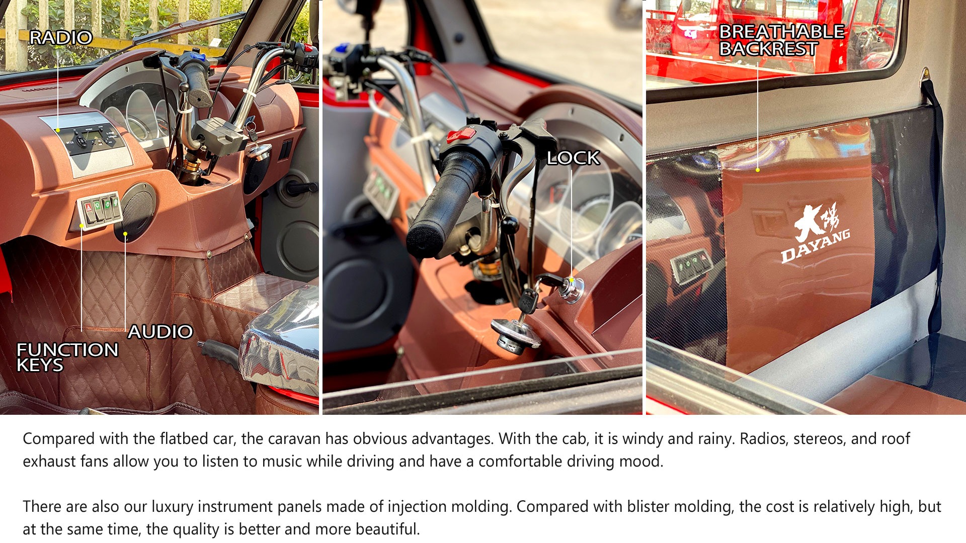 Design DAYANG 2022 Closed Body Type 1000W Trike Tuk Tuk Lifan Motorcycletuk Tricycle