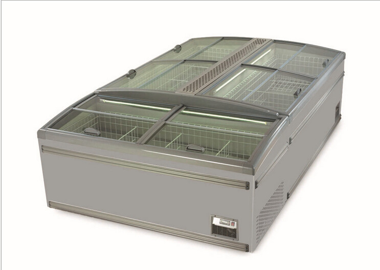 Supermarket No Frost Island Freezers Large Glass Door Chest Display Freezer