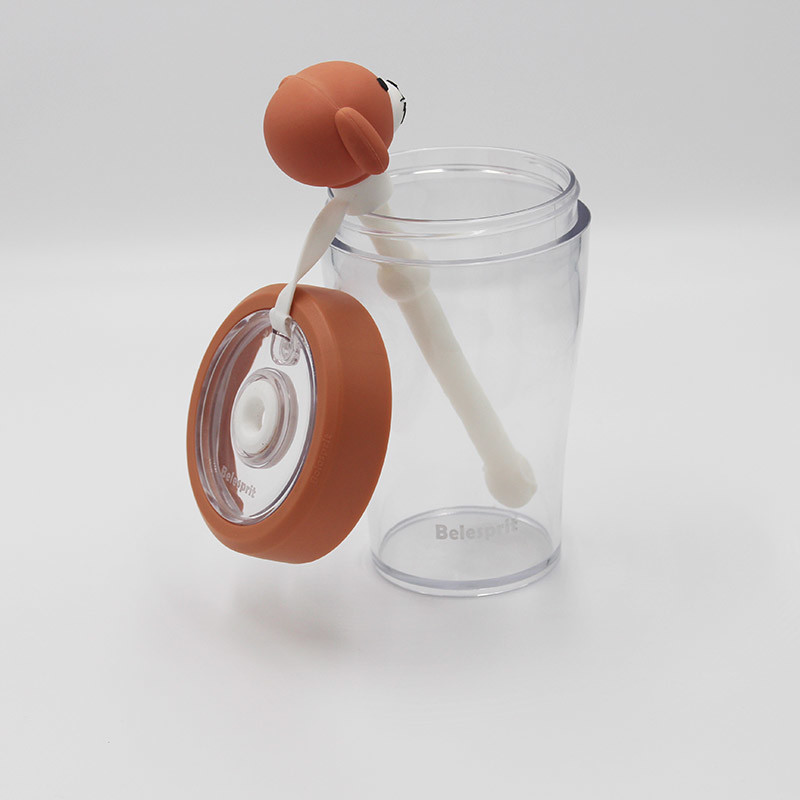 Plastic 430ml Customized Water Bottle With Cartoon Rabbit Stopper