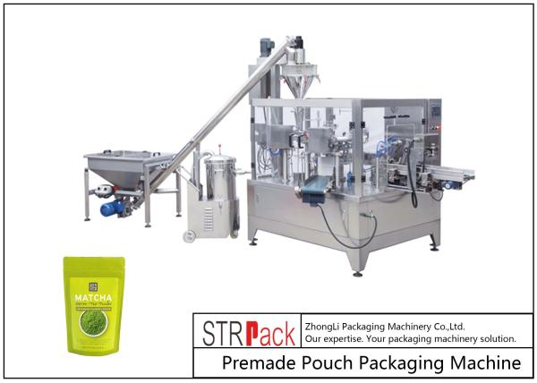 Matcha Green Tea Powder DoyPack Zip Pouch Packaging MachineRotary Fill and Seal