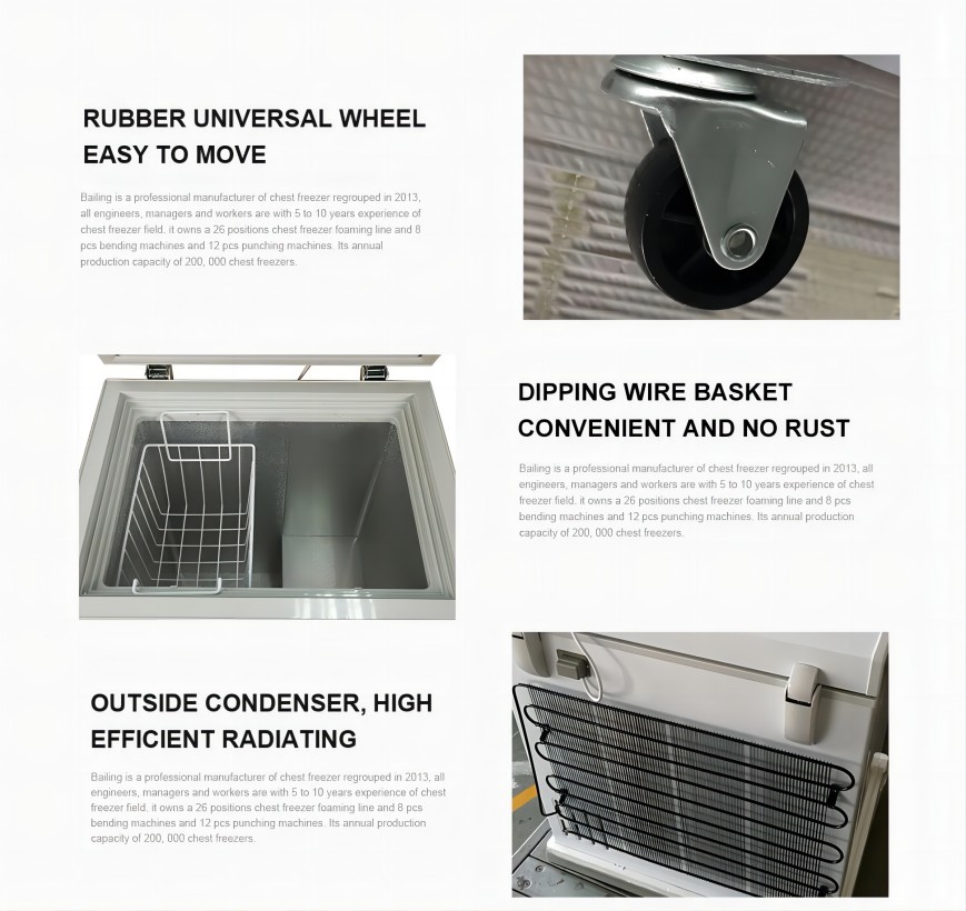 Manual Defrost Glass Door Chest Freezer Mechanical Temperature Control