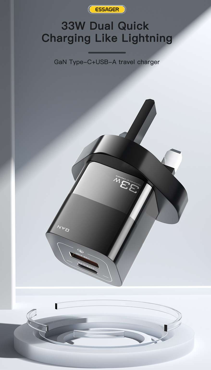 Essager 2022 Square Brick Phone Type C Port USB Travel Wall Charger Micro 33w 30w 5A