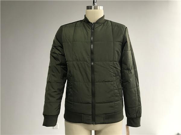 Plastic PU Leather Coat Fatigue Quilted Polyester Padded Bomber Puffer Jacket