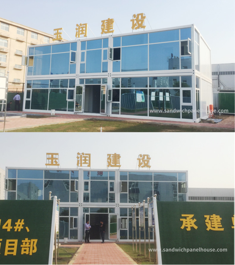 Construction Site Prefab Modular Container Office With Glass Wall