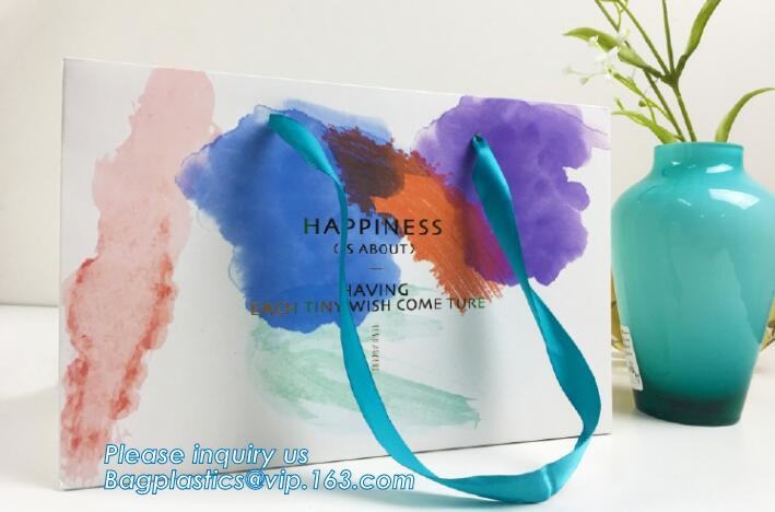 Flower carrier bag with different color customized pot plants kraft paper bag with handle,stamping logo fancy paper flow