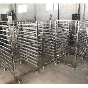 China Double Row Commercial Bread Cooling Trolley With Brake Wheels For Bakery Ovens on sale
