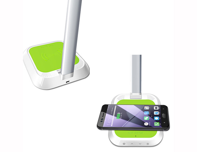 10W QI Wireless Charging Bedside Lamp , Green Color Phone Charging Lamp
