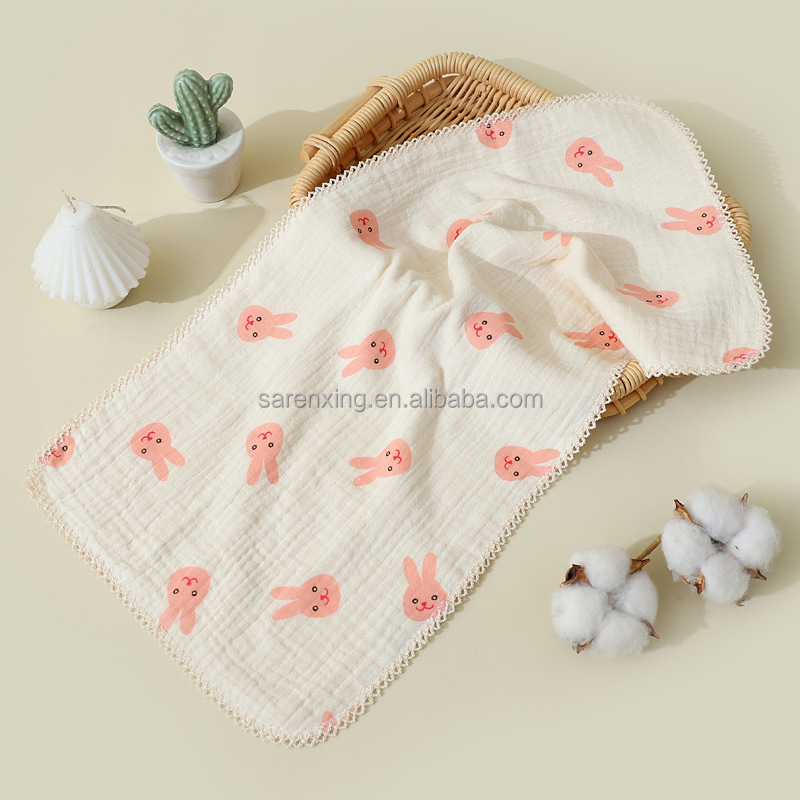 Animal Print 100% Cotton Custom Cartoon Printed Woven Baby Kids Small Mini Face Towel