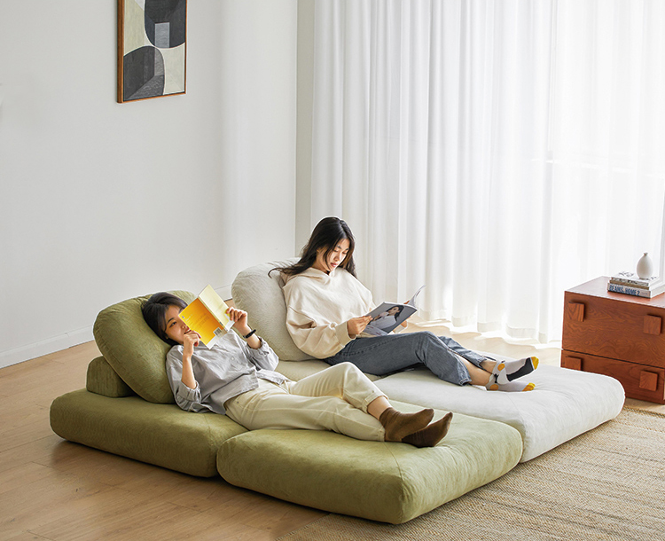 Reclining Convertible Sectional Couch Bed Sofa Tatami With Velvet Fabric