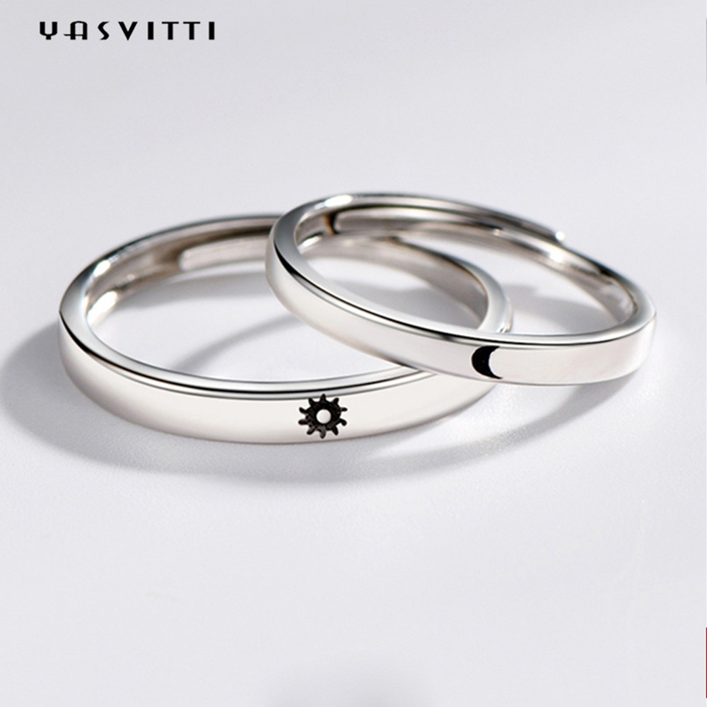 2gram 0.07oz Sun And Moon Rings 3A zircon Simple Sterling Silver Ring