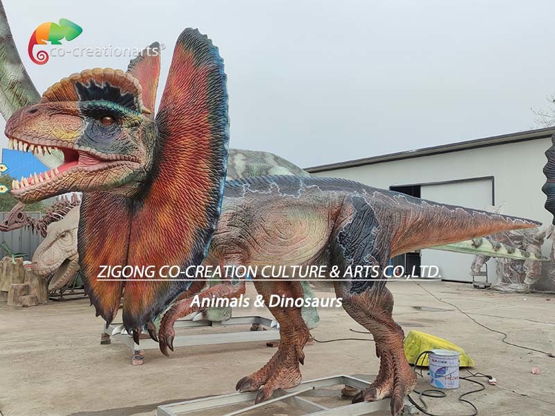 Dilophosaurus Animatronic Factory Life Size Amusement Park Animatonic Dinosaur Dilophosaurus