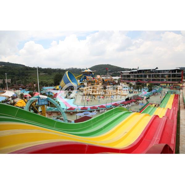 Multi Lanes Rainbow FRP Custom Water Slides In An Amusement Park Water Slide