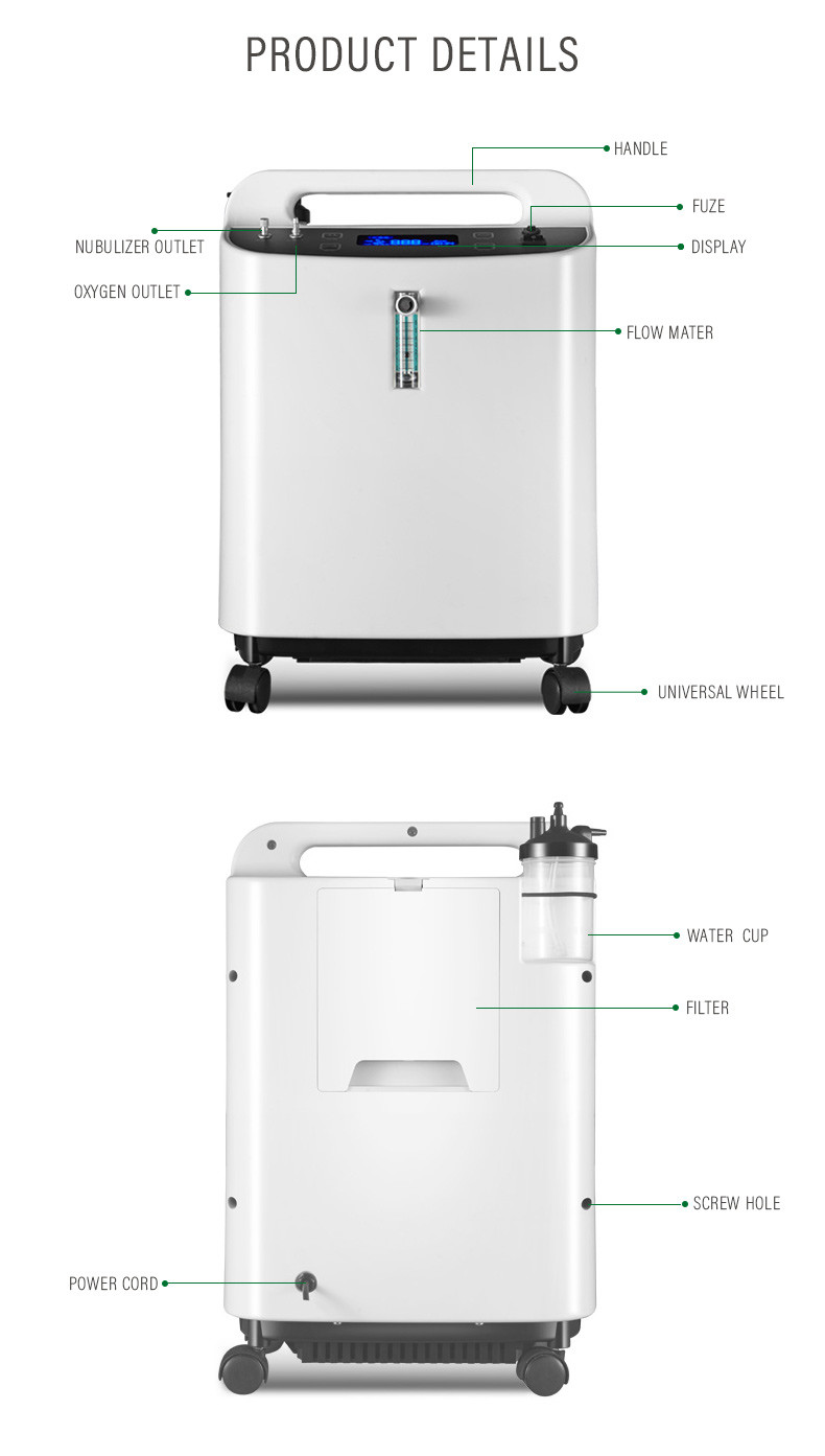 350W 5L Oxygen Concentrator For Home Cooper Compressor 55DB