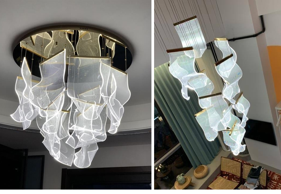 Top Luxury Crystal Staircase Chandelier Lighting Villa Lobby Hotel Project Large Chandelier(WH-NC-56)