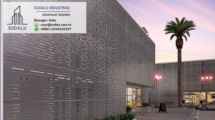 SUDALU OEM Aluminum Facade Cladding Panel Perforated Laser Cutting Panel Manufacturer from Foshan